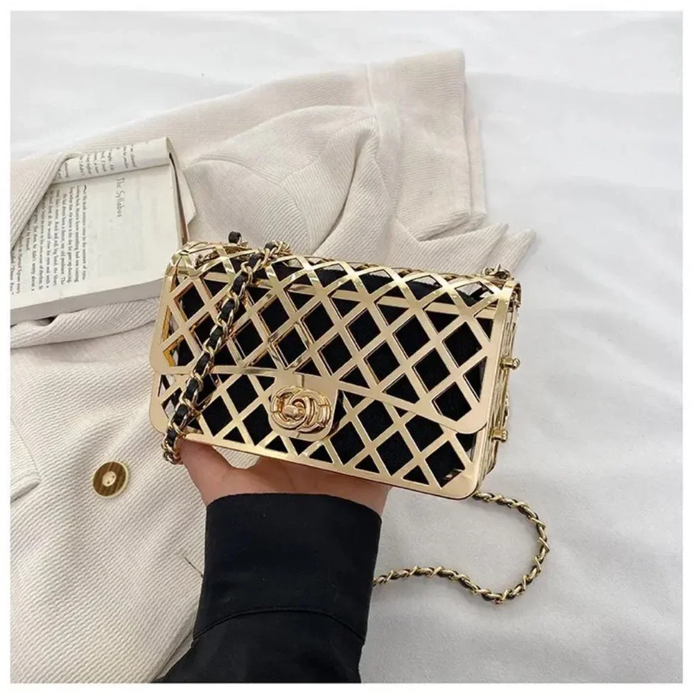 GOLD AND BLACK SHOULDER BAG - Picture 1 of 3